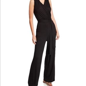 Joan Vass Sleeveless Surplice Neck Jumpsuit